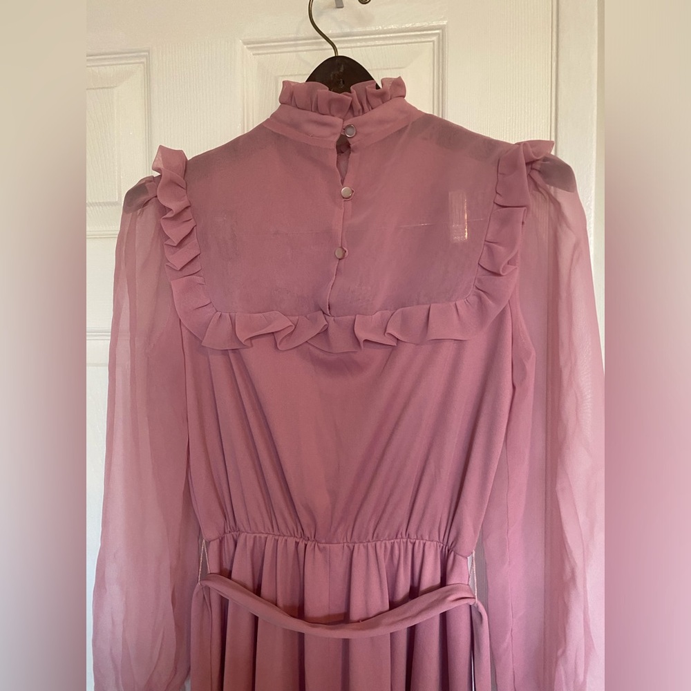 Vintage 70s high neck Ruffle Dress - Picture 3 of 3